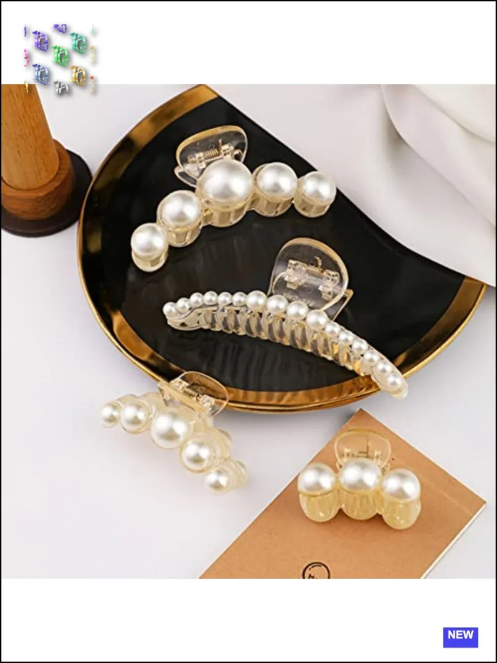 4 Large Pearl Hair Claw Clips Non-Slip for Women Girls Wedding Party Daily